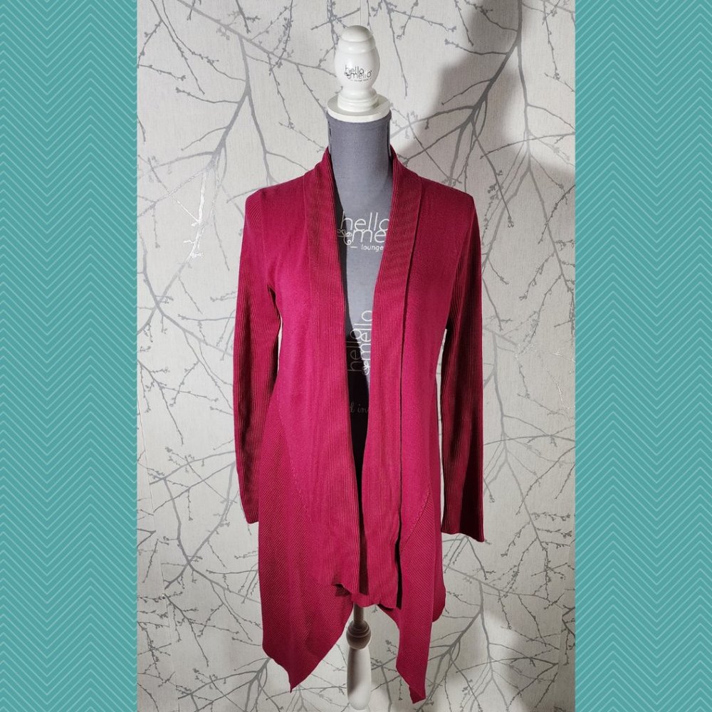Didier Parakian Hot Pink Wool Blend Knit Waterfall Cardigan